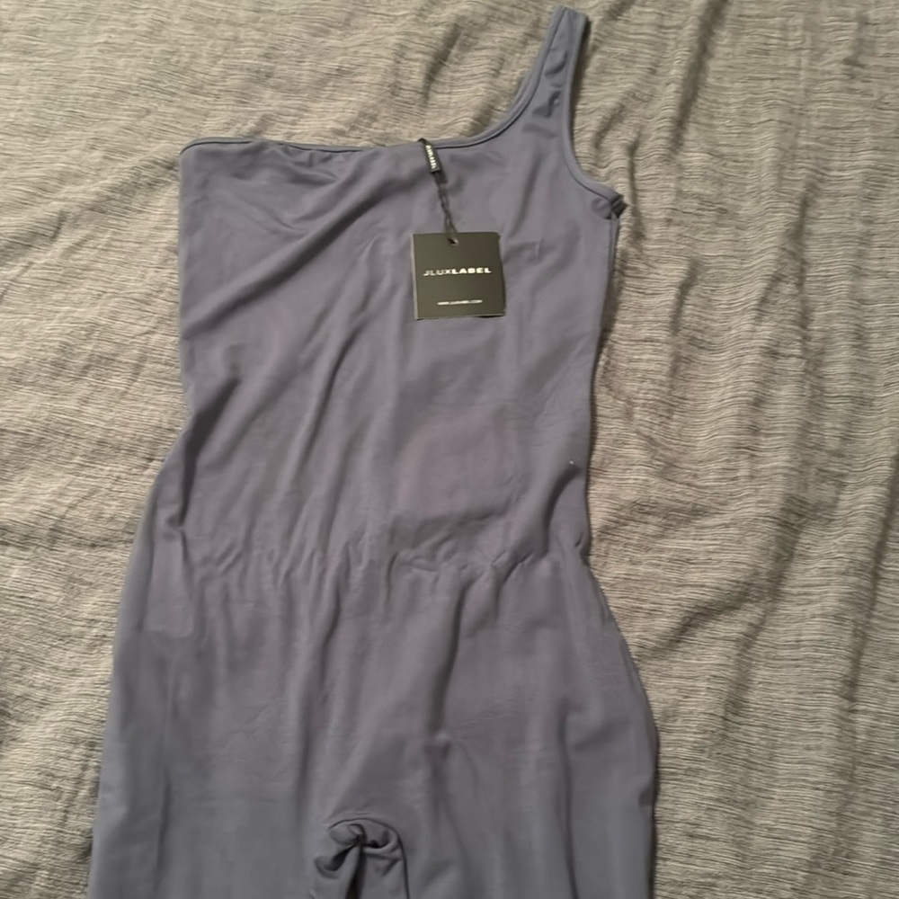 JLux, one shoulder jumpsuit- slate blue
